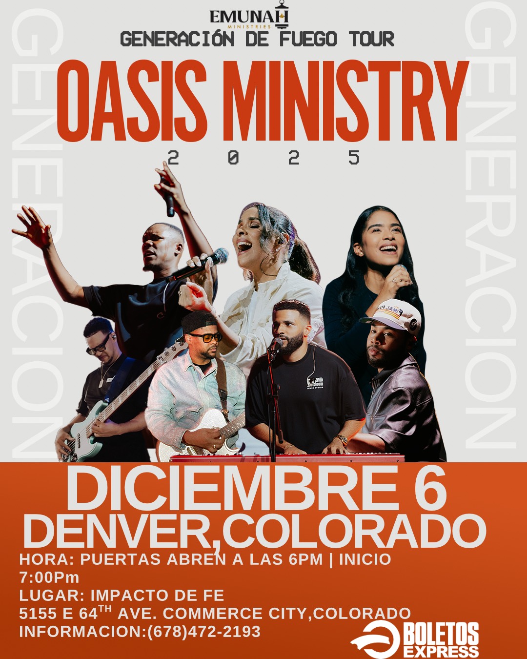 Buy tickets for GENERACION DE FUEGO-TOUR OASIS MINISTRY 2025 GENERACION DE FUEGO-TOUR OASIS MINISTRY 2025
