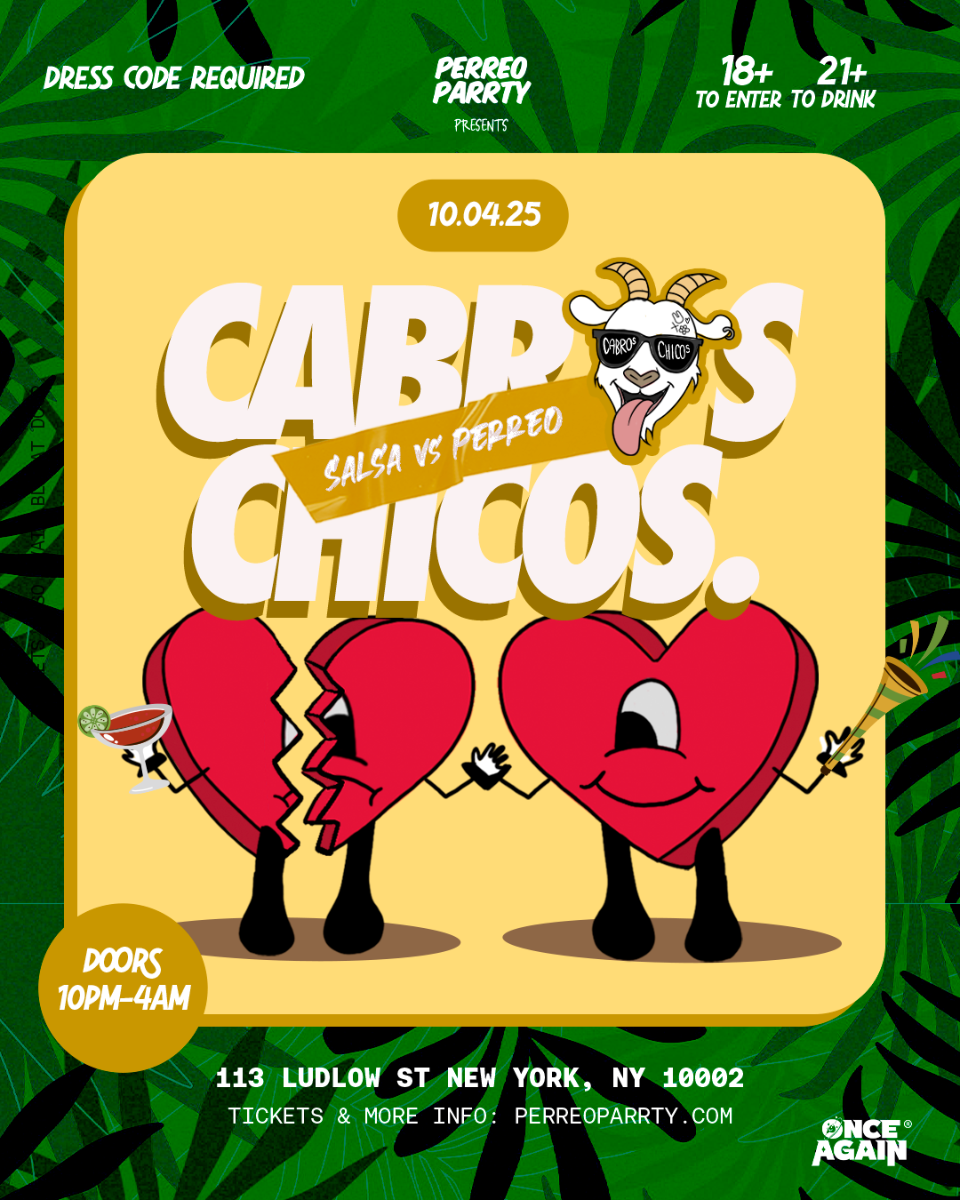 Buy tickets for Cabros Chicos - Salsa v Perreo | Dance Party in NY (18+) Cabros Chicos - Salsa v Perreo | Dance Party in NY (18+)