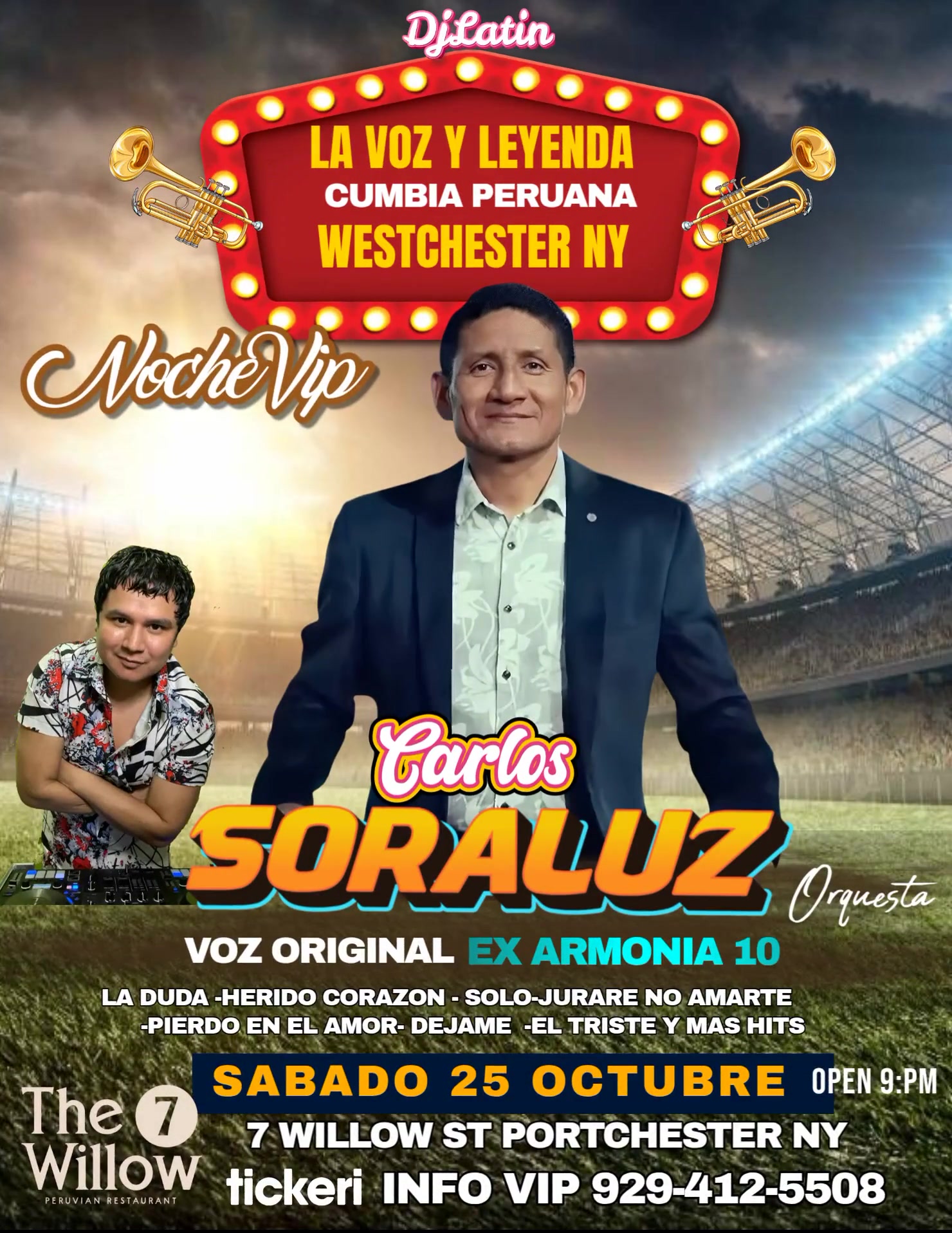Buy tickets for CARLOS SORALUZ EX ARMONIA 10 EN PORTCHESTER NY CARLOS SORALUZ EX ARMONIA 10 EN PORTCHESTER NY