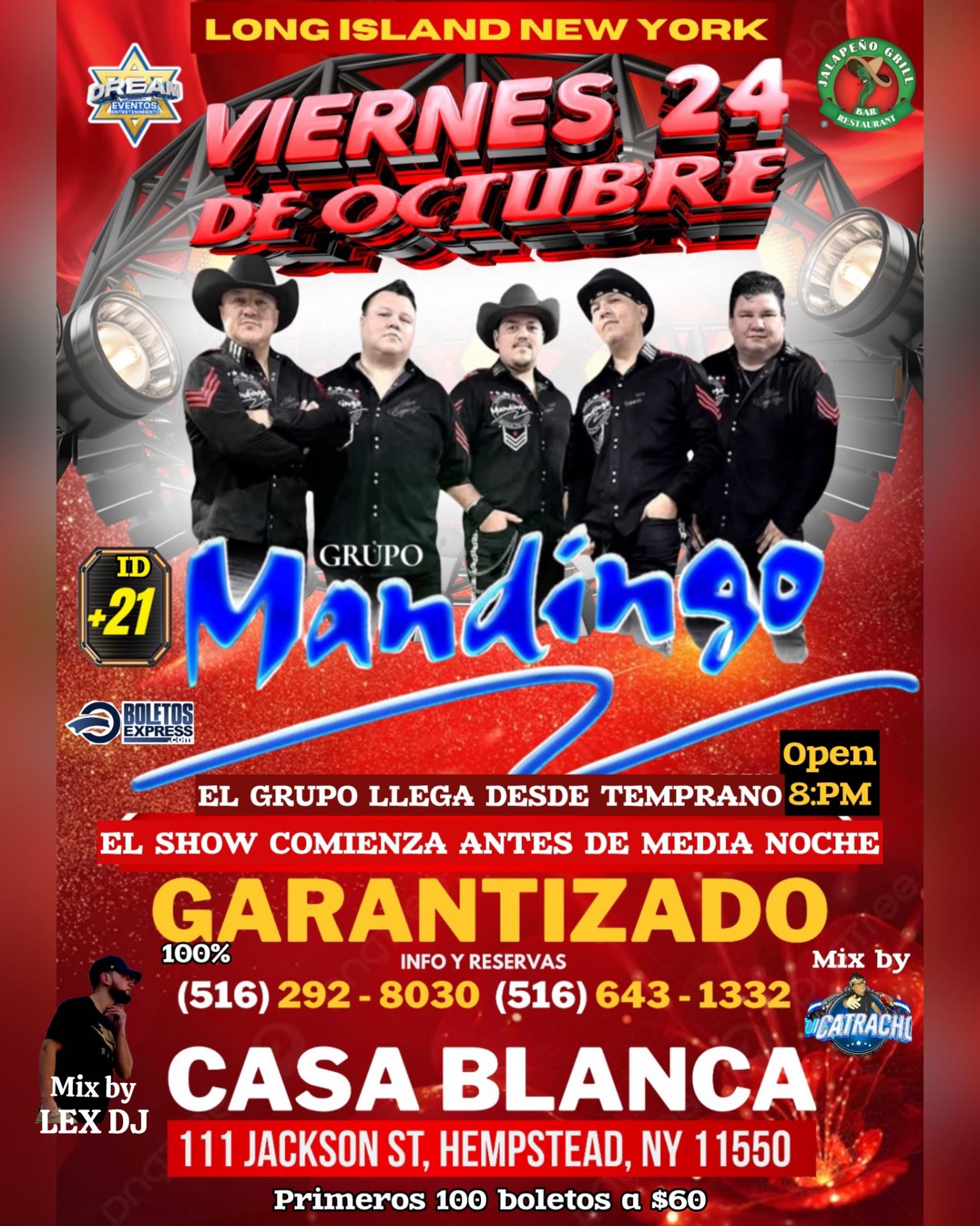Grupo Mandingo en Concierto / Hempstead NY / Viernes 24 Octubre / 100% Original